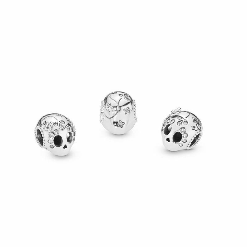 Pandora Australia Sparkling Skull Charm - Sterling Silver | HMIKAU167